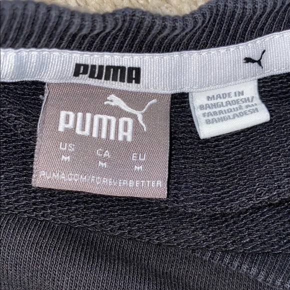 Puma Black Cropped Sweatshirt with White Logo Size Medium - Picture 6 of 6